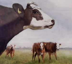 Schilderij 'koeien' G. v. Roon