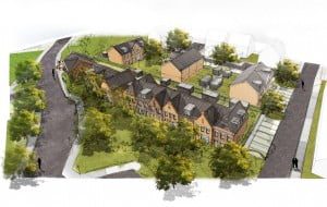 Schets vogelvlucht Het Raadhof sGravendeel.