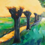 Acrylverfschilderij van Els van den Boogaard uit 's-Gravendeel, lid van de kunstcommissie van Dienstencentrum 't Weegje. (Foto: Arie Pieters)