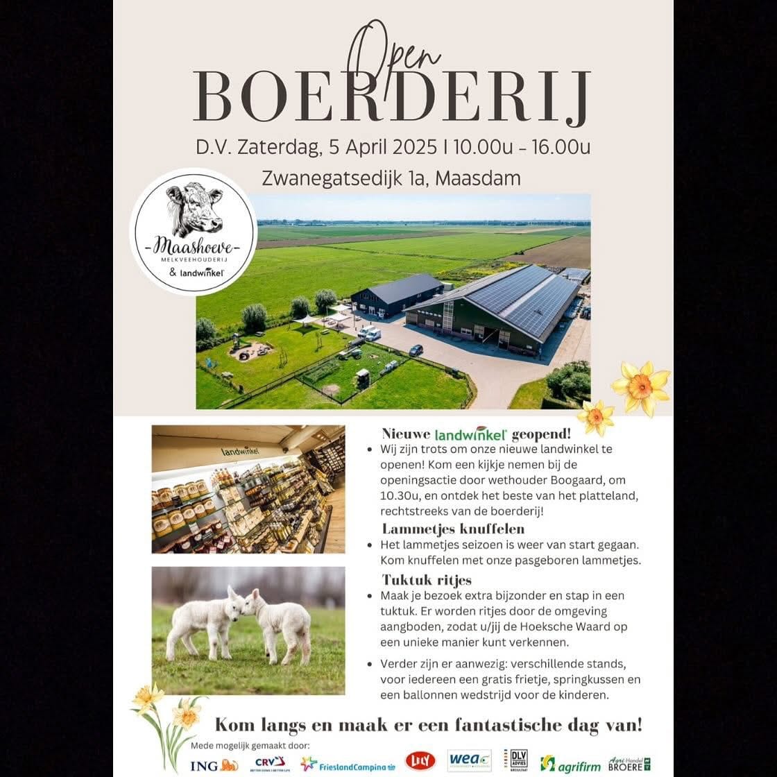 Open Boerderij Dag in Maasdam – Bezoek de nieuwe landwinkel Maashoeve en knuffel lammetjes!