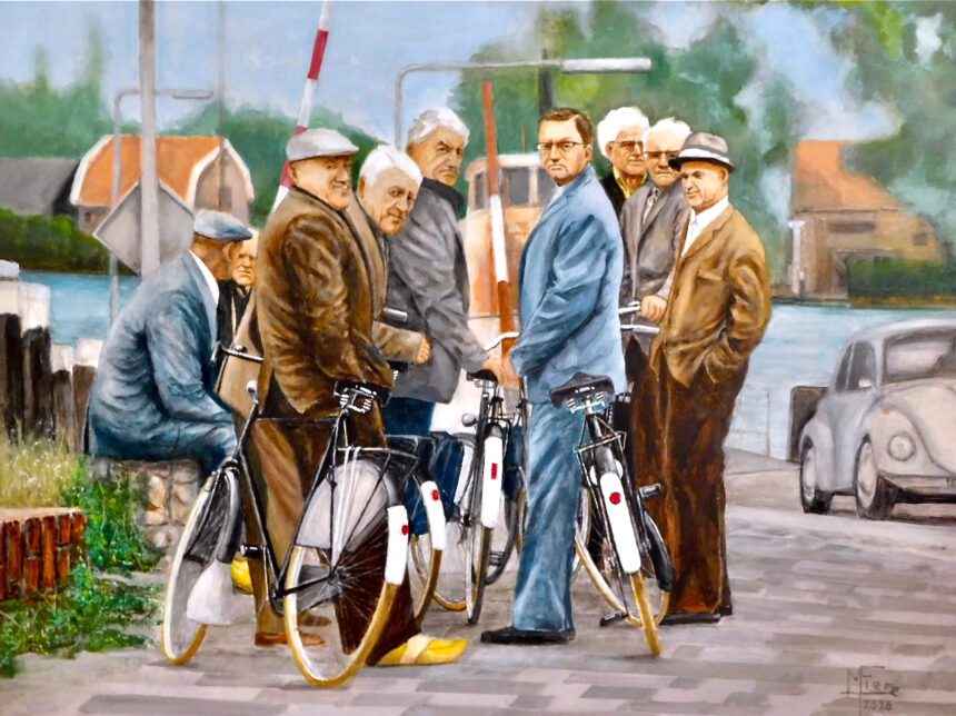 Eén van de fraaie nieuwe schilderijen van Ries Fiere, die momenteel in 't Weegje te zien zijn. (Foto: Arie Pieters/kunstcommissie.)