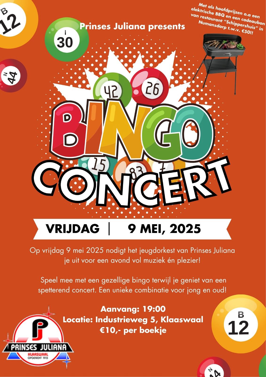 Bingo en muziek bij muziekvereniging Prinses Juliana in Klaaswaal
