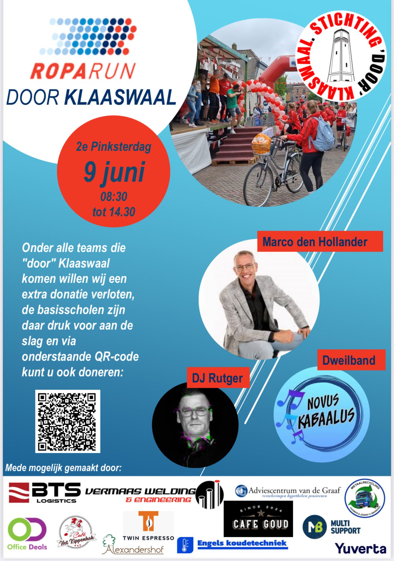 Groots welkom in Klaaswaal voor deelnemers Roparun op 2e Pinksterdag
