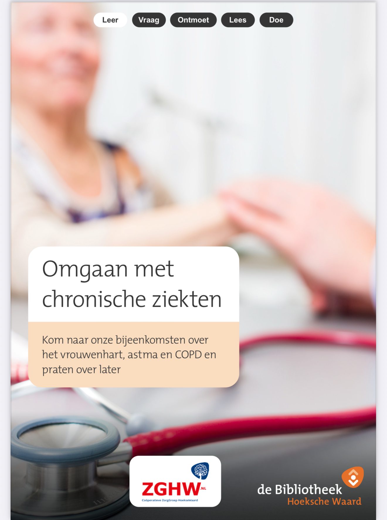 Bijeenkomsten over het omgaan met chronische ziekten