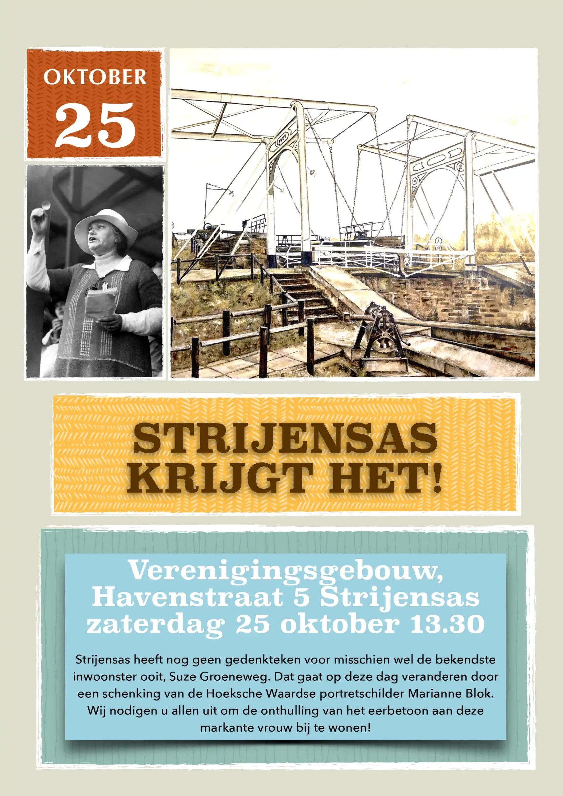 Suze Groeneweg terug in Strijensas: onthulling portret op 25 oktober