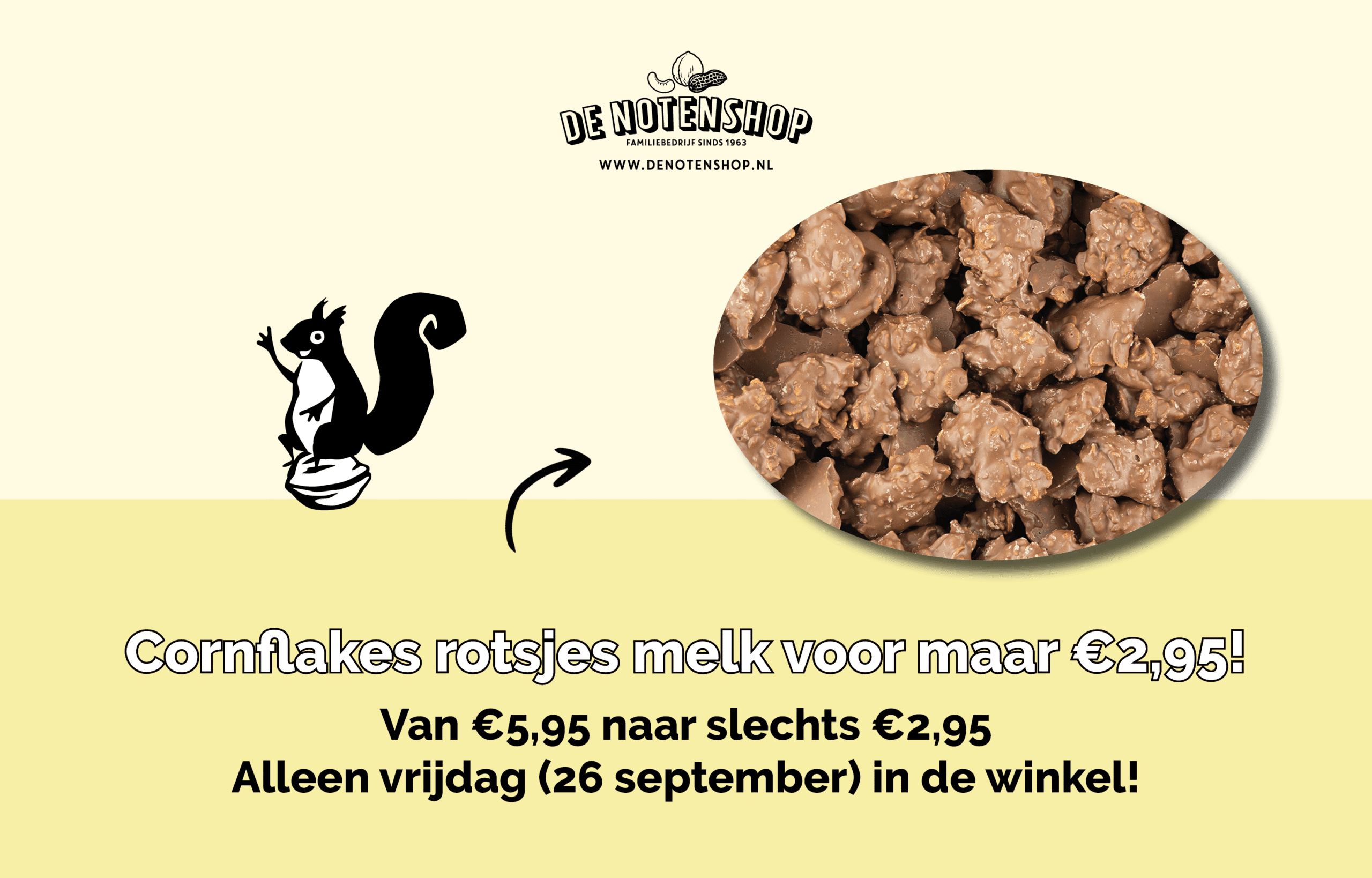 Alleen vrijdag 26 september: Ambachtelijke cornflakes rotsjes melk 350 gram in de winkel van De Notenshop!