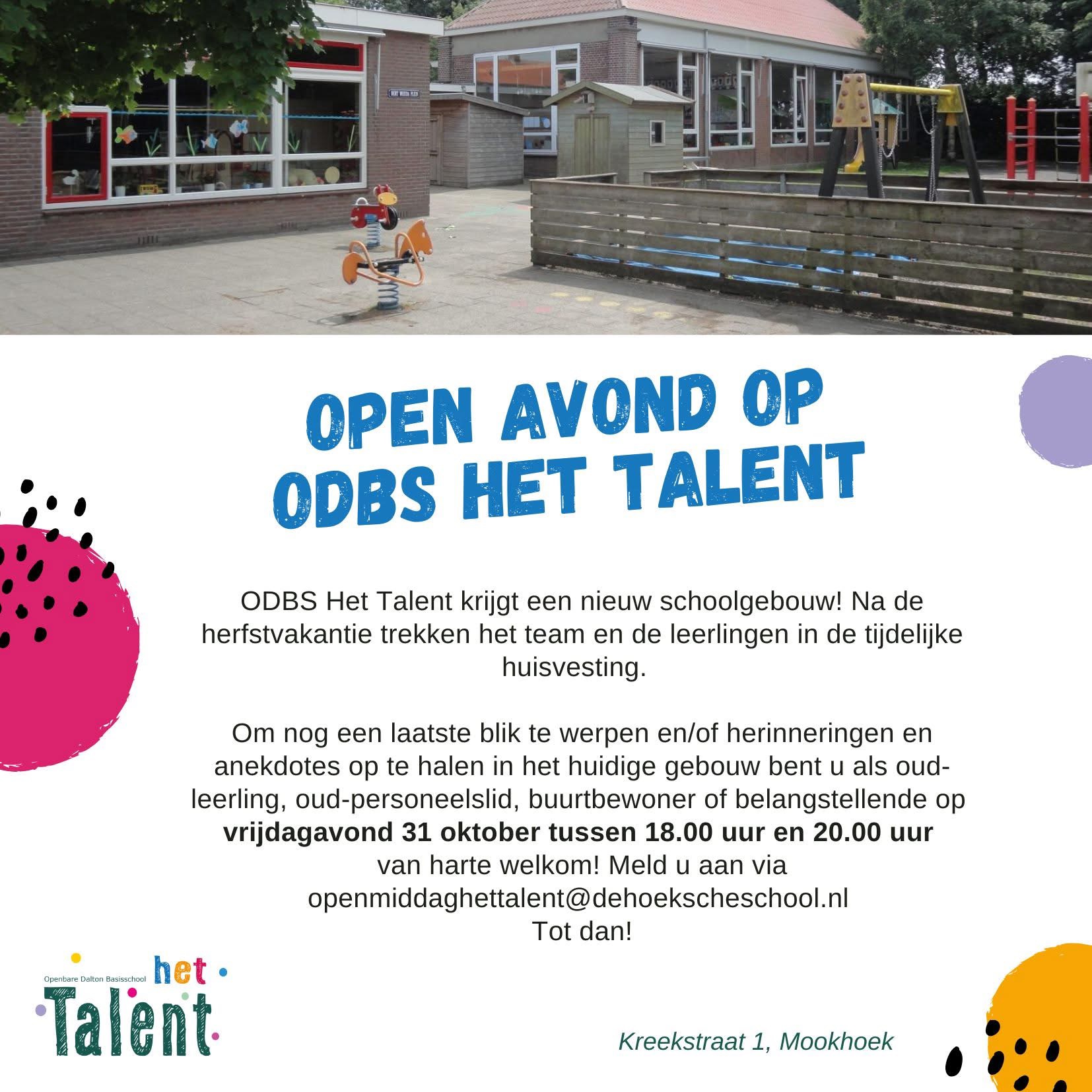Open avond op ODBS Het Talent – vrijdag 31 oktober