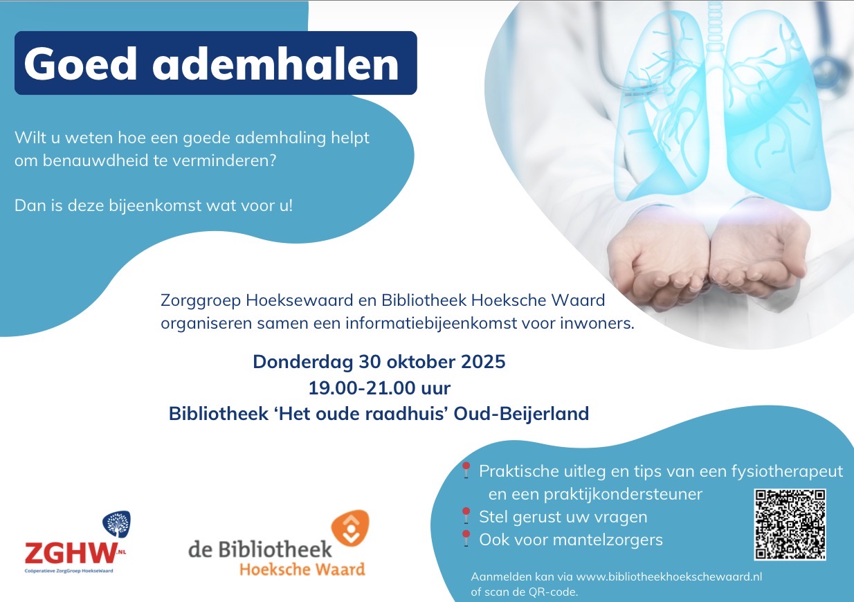 Informatiebijeenkomst ‘Goed ademhalen’ op 30 oktober in Oud-Beijerland