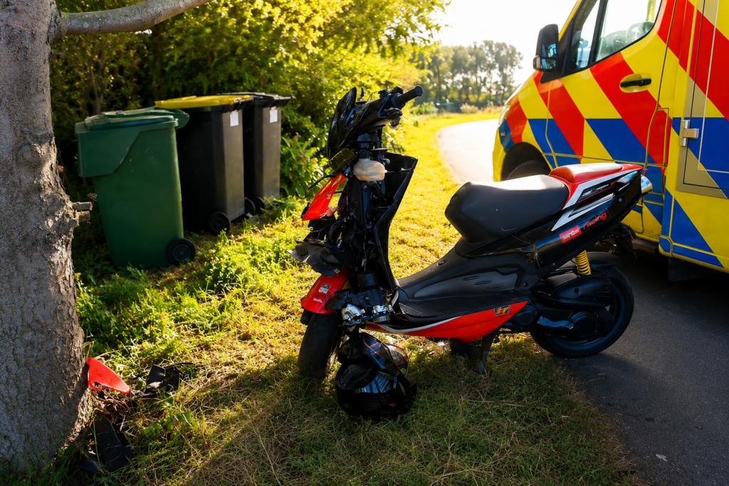 Scooterrijder gewond na botsing tegen boom op Schuringsedijk in Strijen