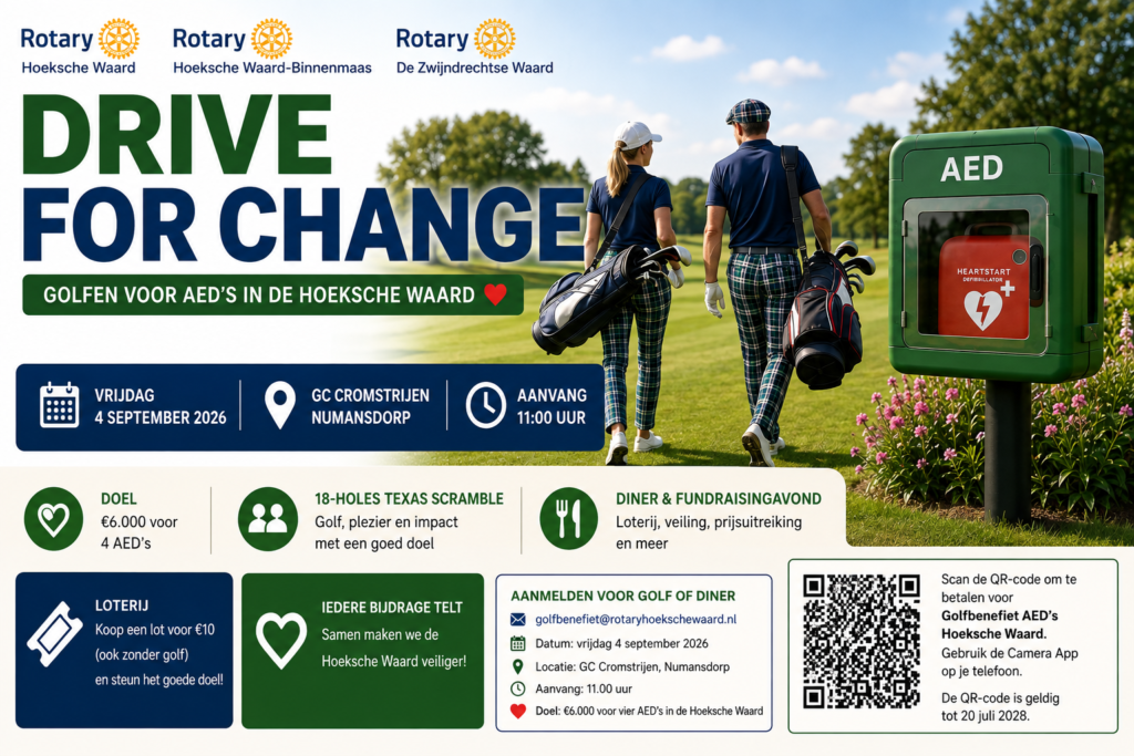 Golfbenefiet ‘Drive for Change’ moet vier nieuwe AED’s voor Hoeksche Waard opleveren