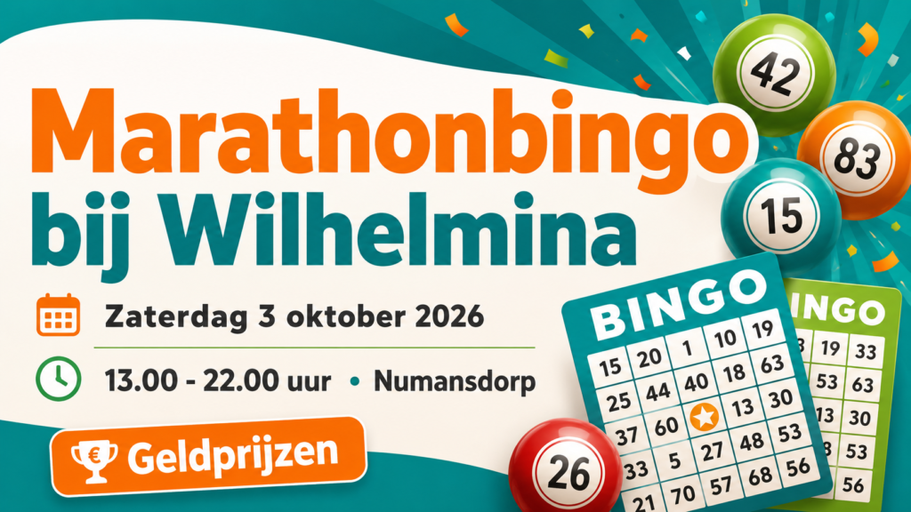 Marathonbingo bij Wilhelmina in Numansdorp: negen uur bingo met geldprijzen