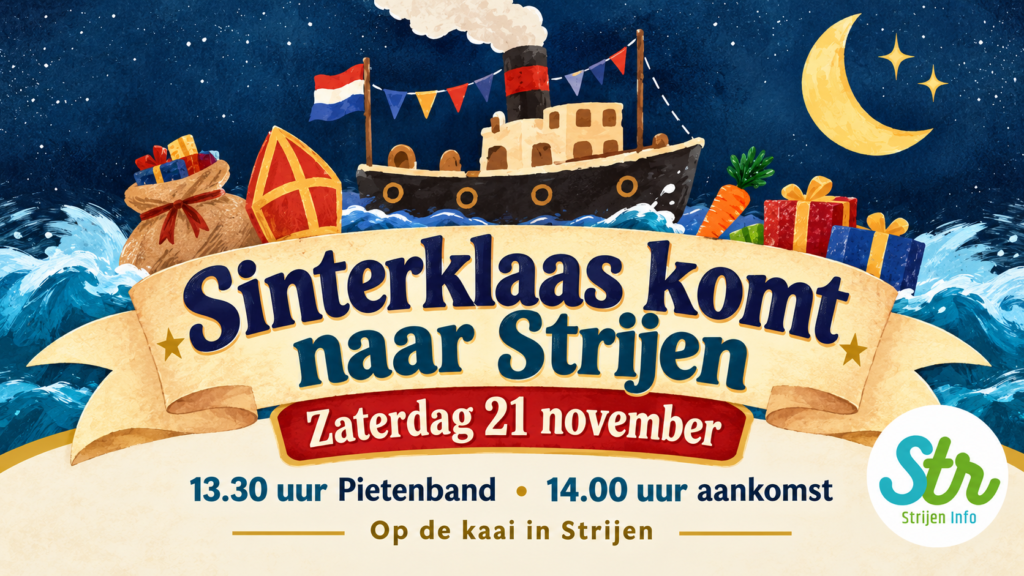 Sinterklaas komt op zaterdag 21 november naar Strijen
